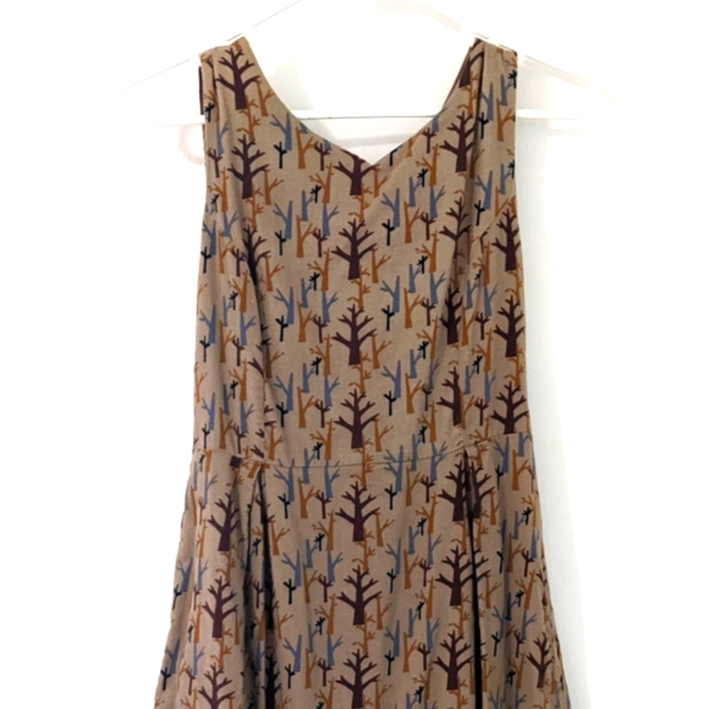 Sleeveless Tan Tree-Print Midi Dress - Picture 3 of 7